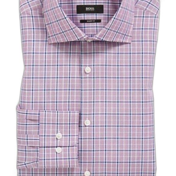 Boss Hugo Boss Miles Us Sharp Fit Check Shirt 16.5 - Picture 1 of 9